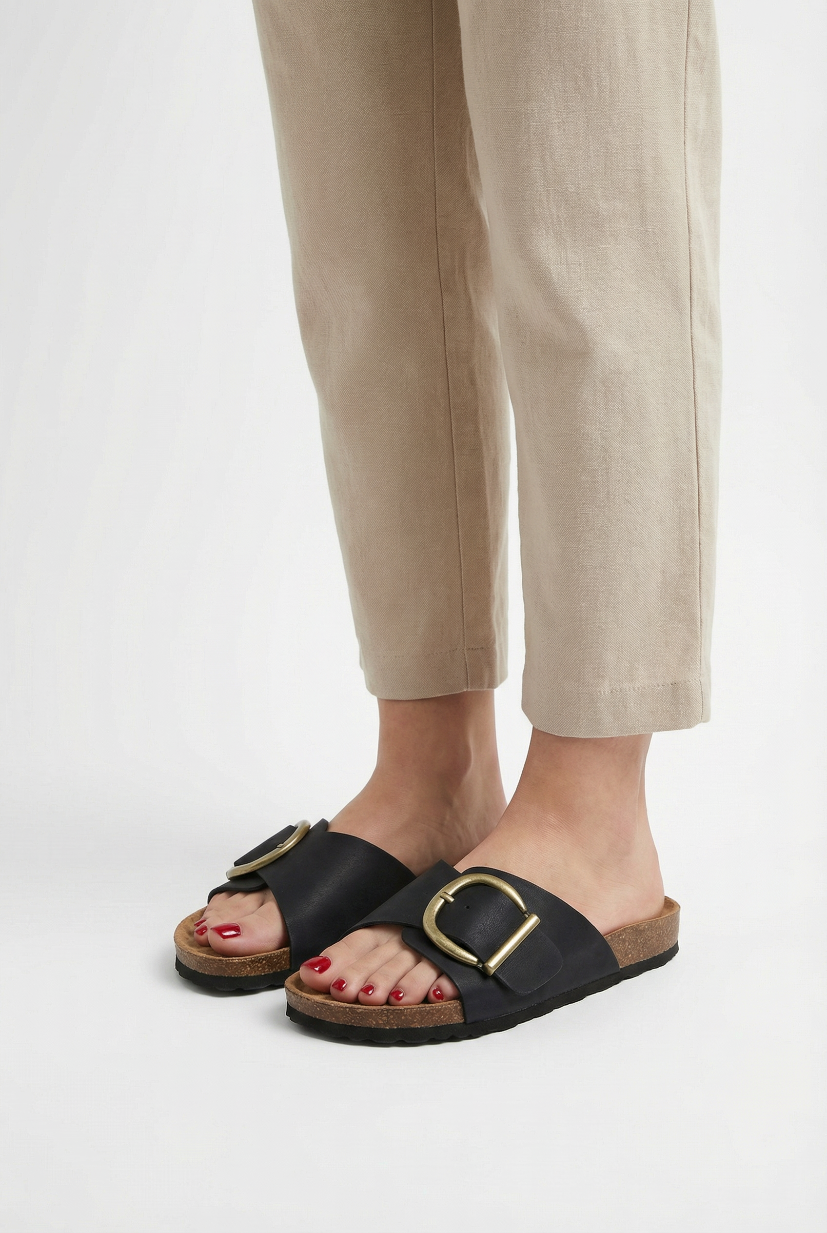 Cork Slippers | Women's Stylish Footwear with Trendy Buckle Strap | Comfortable Summer Design for All-Day Wear 3