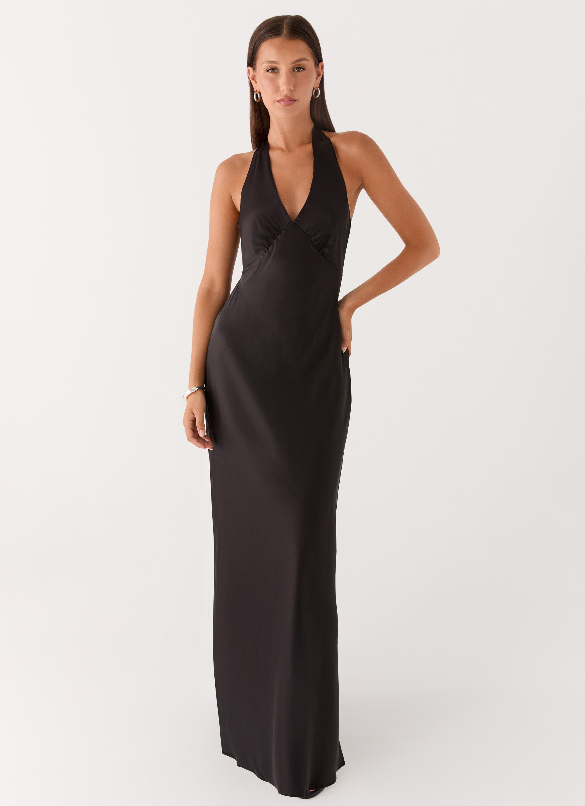 Elegant Maxi Dress Collection | Black Maxi Dress with Open-Back Halterneck | Flattering Fit for Unforgettable Nights 0