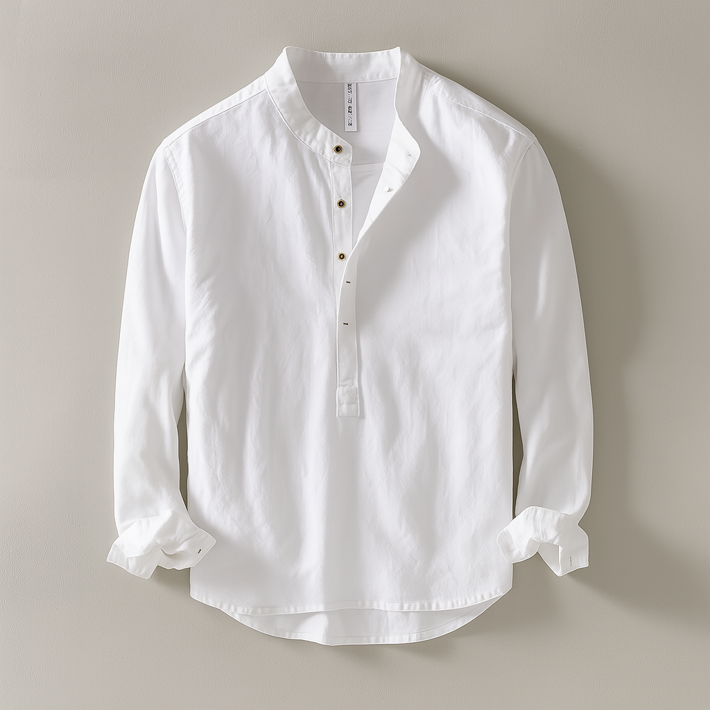 Ethan Collection | Men's Casual Long Sleeve Shirt with Band Collar | Stylish Comfort for Any Occasion 2