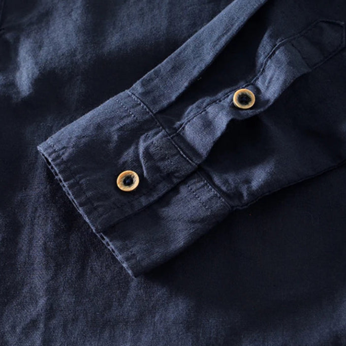 Ethan Collection | Men's Casual Long Sleeve Shirt with Band Collar | Stylish Comfort for Any Occasion 5