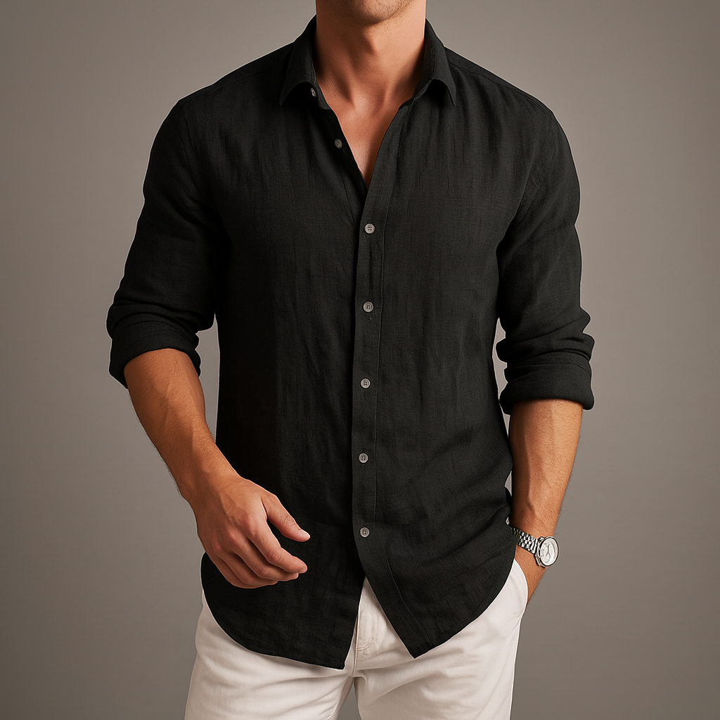 Ethan Collection | Men's Dress Shirt with Moisture-Wicking Linen Fabric | Tailored Fit for Warm Weather Comfort 2