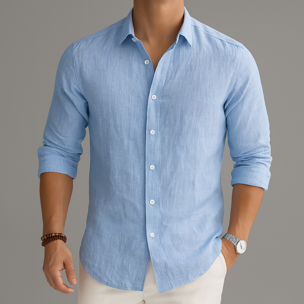 Ethan Collection | Men's Dress Shirt with Moisture-Wicking Linen Fabric | Tailored Fit for Warm Weather Comfort 4