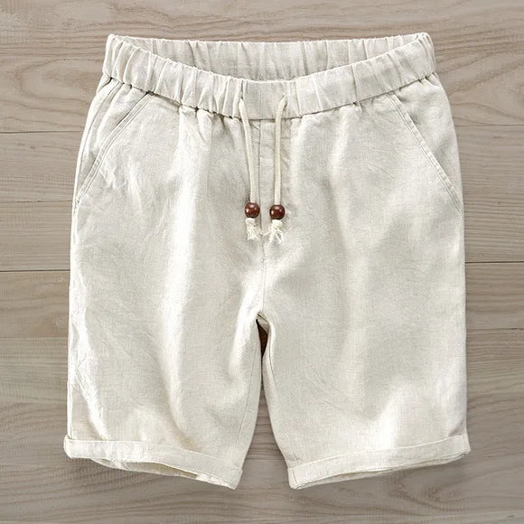 Ethan Collection | Men's Linen Shorts with Wooden Accents | Breathable Comfort for Summer Adventures 1