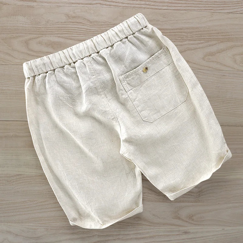 Ethan Collection | Men's Linen Shorts with Wooden Accents | Breathable Comfort for Summer Adventures 2