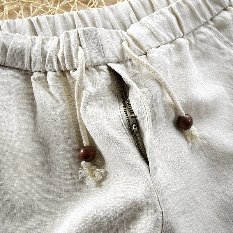 Ethan Collection | Men's Linen Shorts with Wooden Accents | Breathable Comfort for Summer Adventures 3