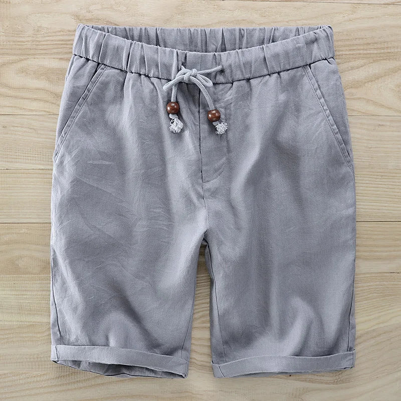 Ethan Collection | Men's Linen Shorts with Wooden Accents | Breathable Comfort for Summer Adventures 5