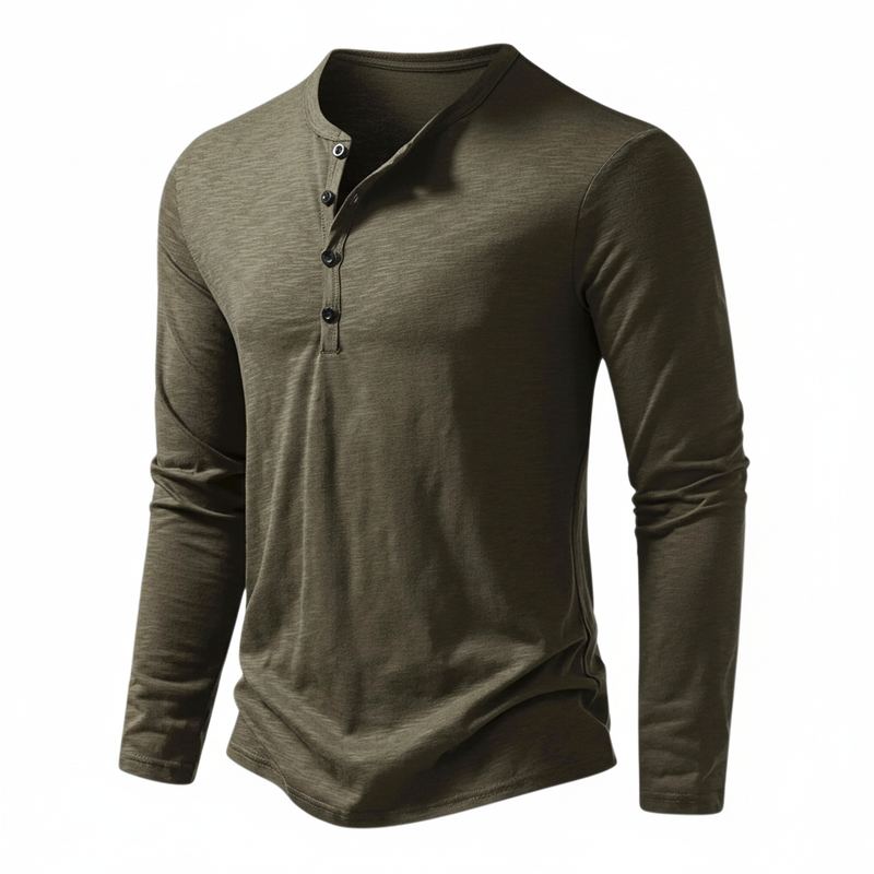 Ethan Collection | Men's Shirt with Long Sleeve Henley Design | Slim Fit for Effortless Style 3