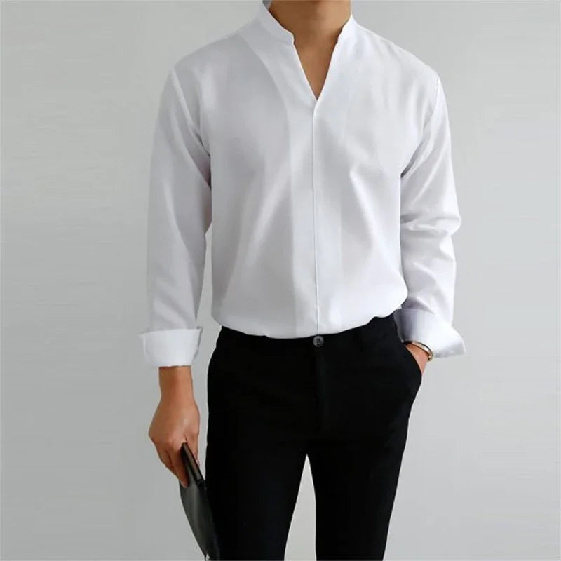 Ethan Collection | Men's Shirt with Long Sleeve & Mandarin Collar | Versatile Style for Every Occasion 1