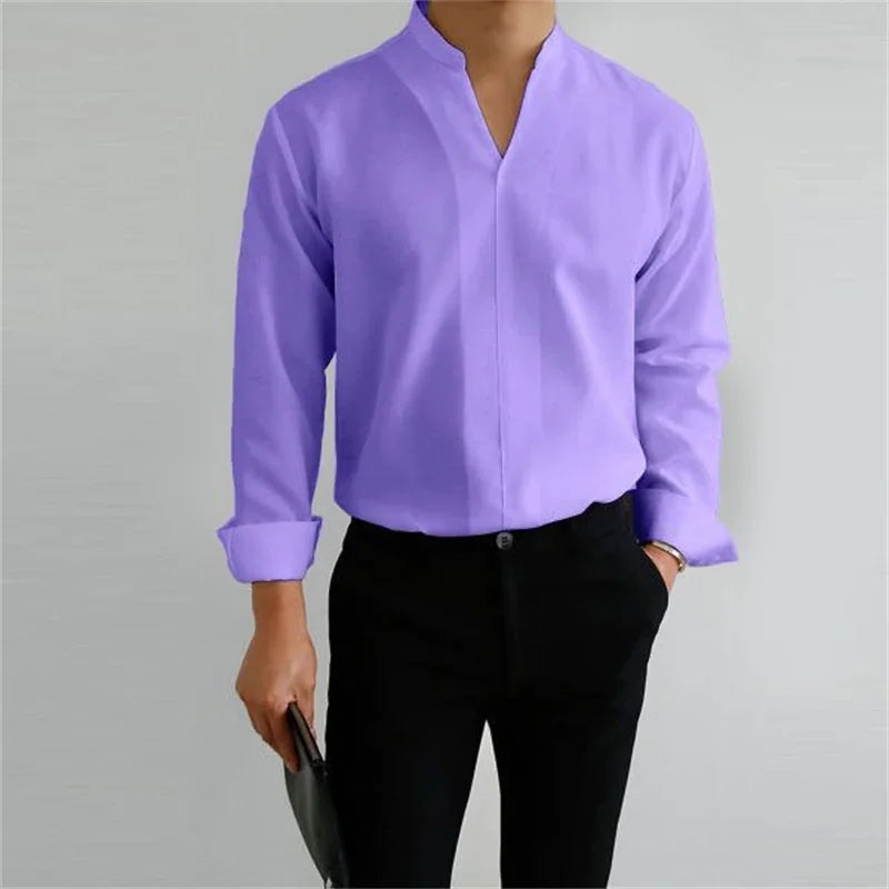 Ethan Collection | Men's Shirt with Long Sleeve & Mandarin Collar | Versatile Style for Every Occasion 10