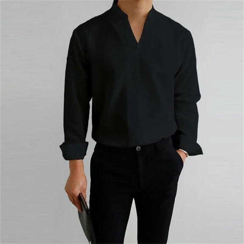 Ethan Collection | Men's Shirt with Long Sleeve & Mandarin Collar | Versatile Style for Every Occasion 2
