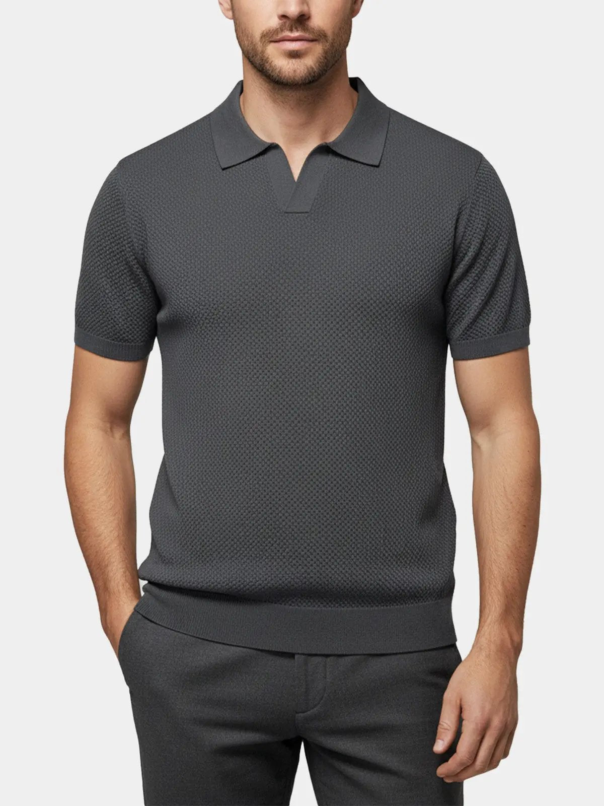 Liam Collection | Golf Polo Shirt for Men with Textured Knit Design | Breathable Comfort for Stylish Performance 3