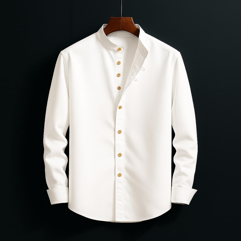 Oliver Collection | Men's Dress Shirt with Band Collar | Stylish Long Sleeve Design for Versatile Wear 1