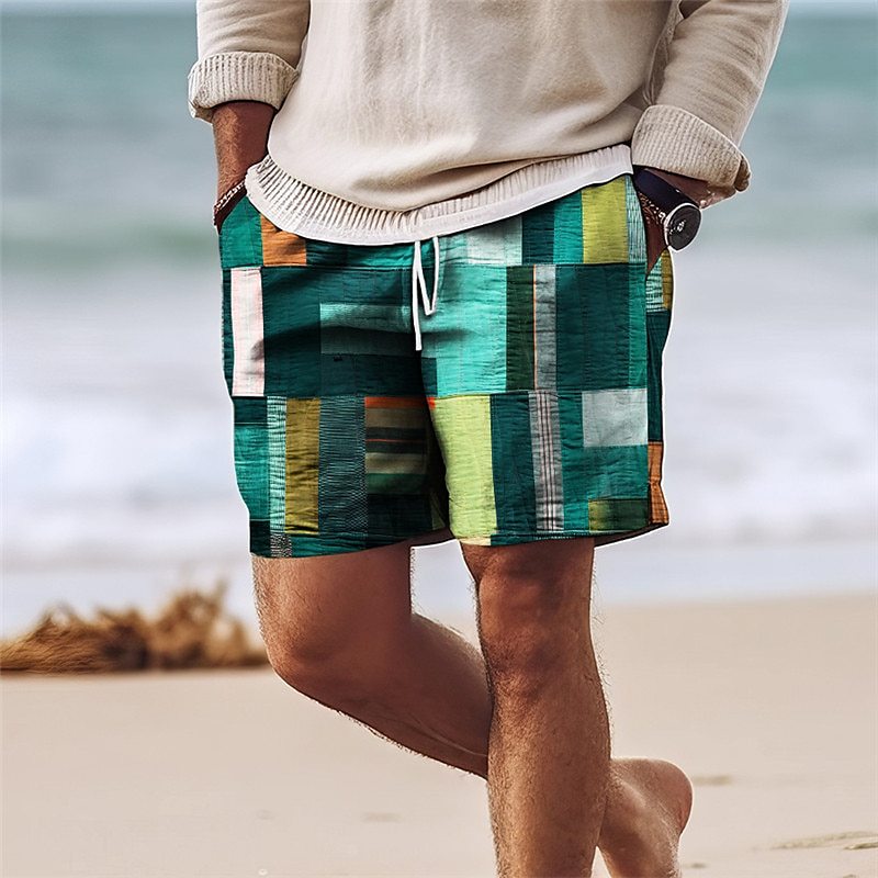 Vibrant Beach Shorts | Mens Swim Trunks with Bold Print & Relaxed Fit | Comfortable Summer Style for Men 0